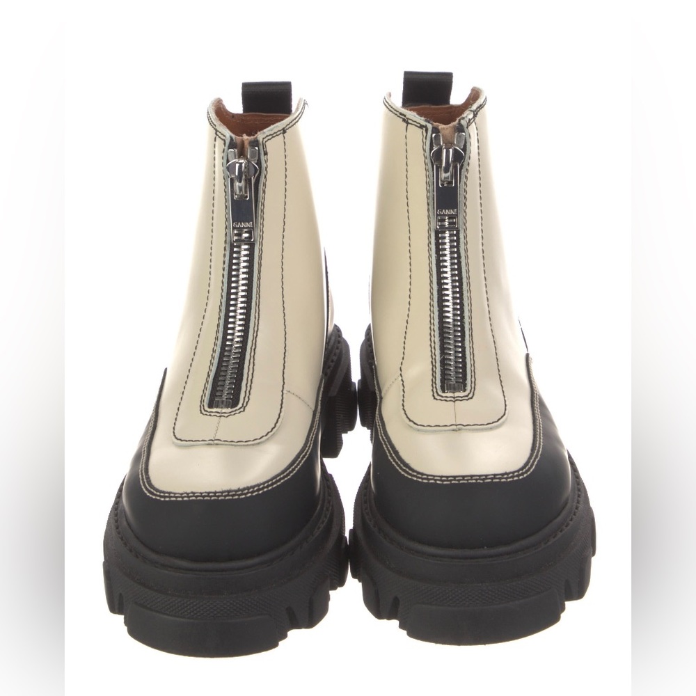 Ganni white zip boots